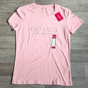NWT Guess Lizza Cotton Short Sleeve T-shirt Coral Bliss Women Size Medium